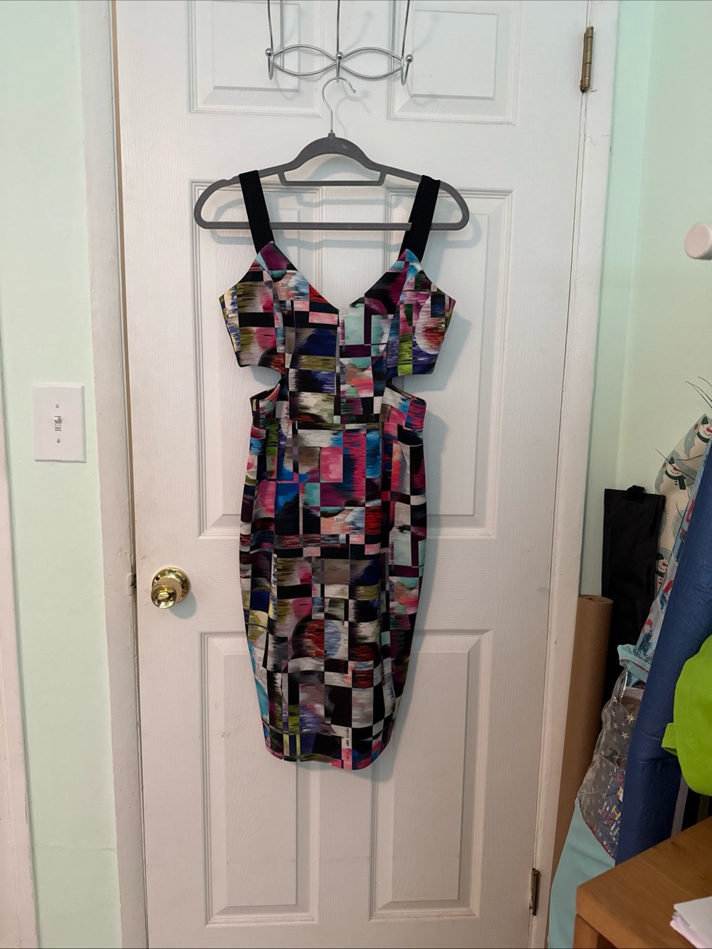 Milly Women’s Size 4 Colorful Cubist Cut Out Bodycon Sleeveless Dress